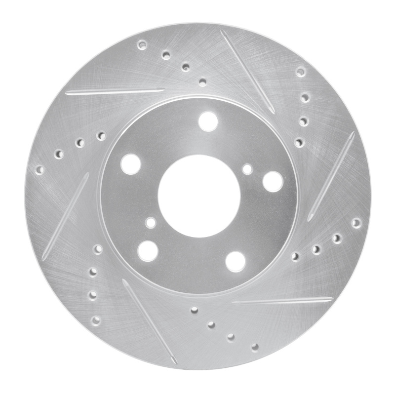 Toyota RAV4 Brake Rotor (1) - Front Right - R1 Concepts - Drilled & Slotted - Silver - `01-`05